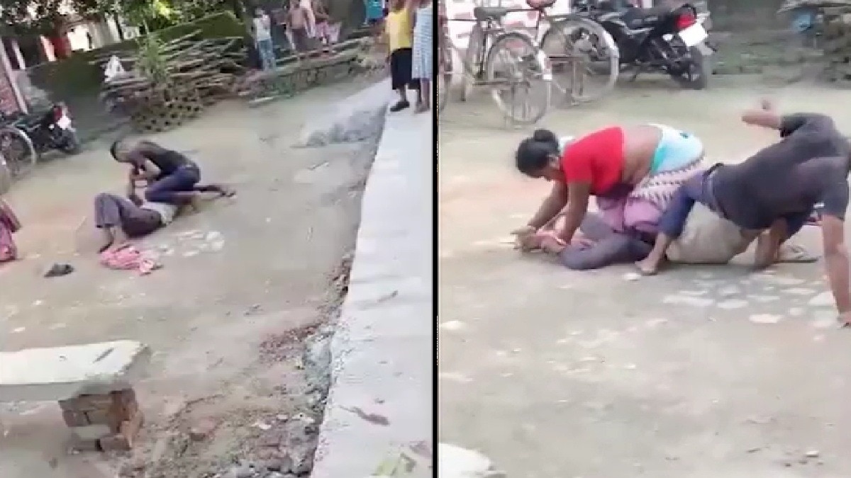 Woman beating brother in law