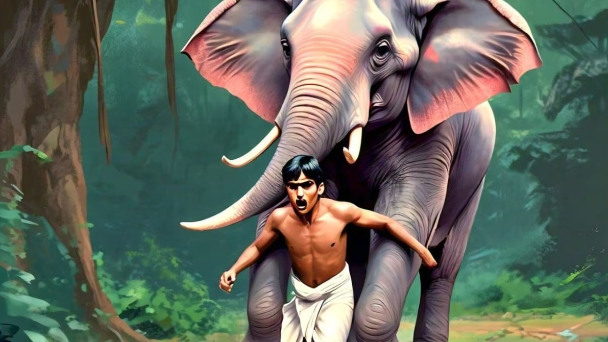 हाथी के हमले में गई व्यक्ति की जान. (Photo: AI-generated)