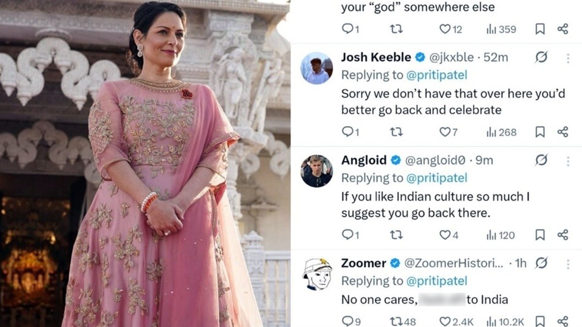 प्रीति पटेल को नवरात्रि की बधाई देने के लिए ट्रोलिंग का सामना करना पड़ रहा है (Photo: X/@pritipatel)