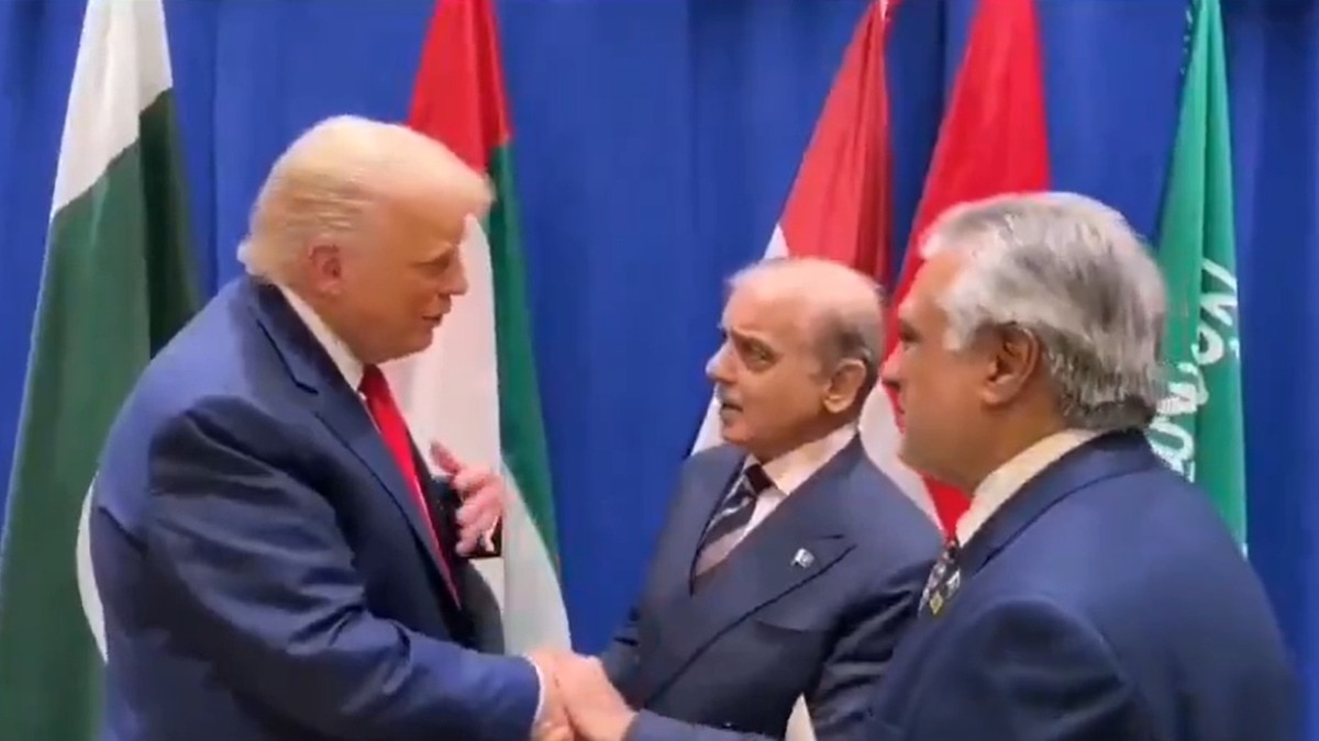 बीते दिन अरब समिट के दौरान शहबाज शरीफ ने ट्रंप से मुलाकात की थी. (Photo- Screengrab)