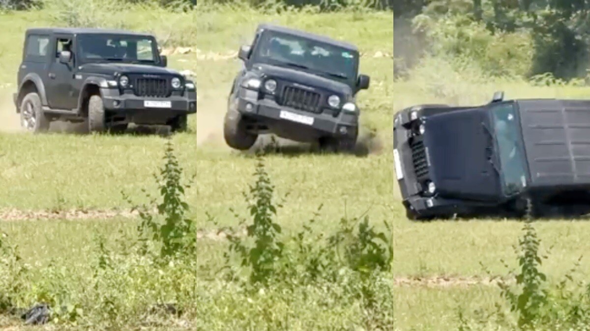 संतुलन बिगड़ा और पलटी लाखों की SUV. (Photo:Screengrab)
