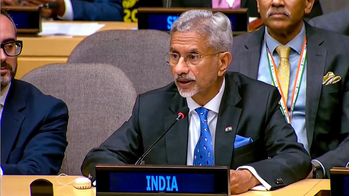 न्यूयॉर्क में विदेश मंत्री एस. जयशंकर ने बैठक को संबोधित किया. (Photo- PTI)