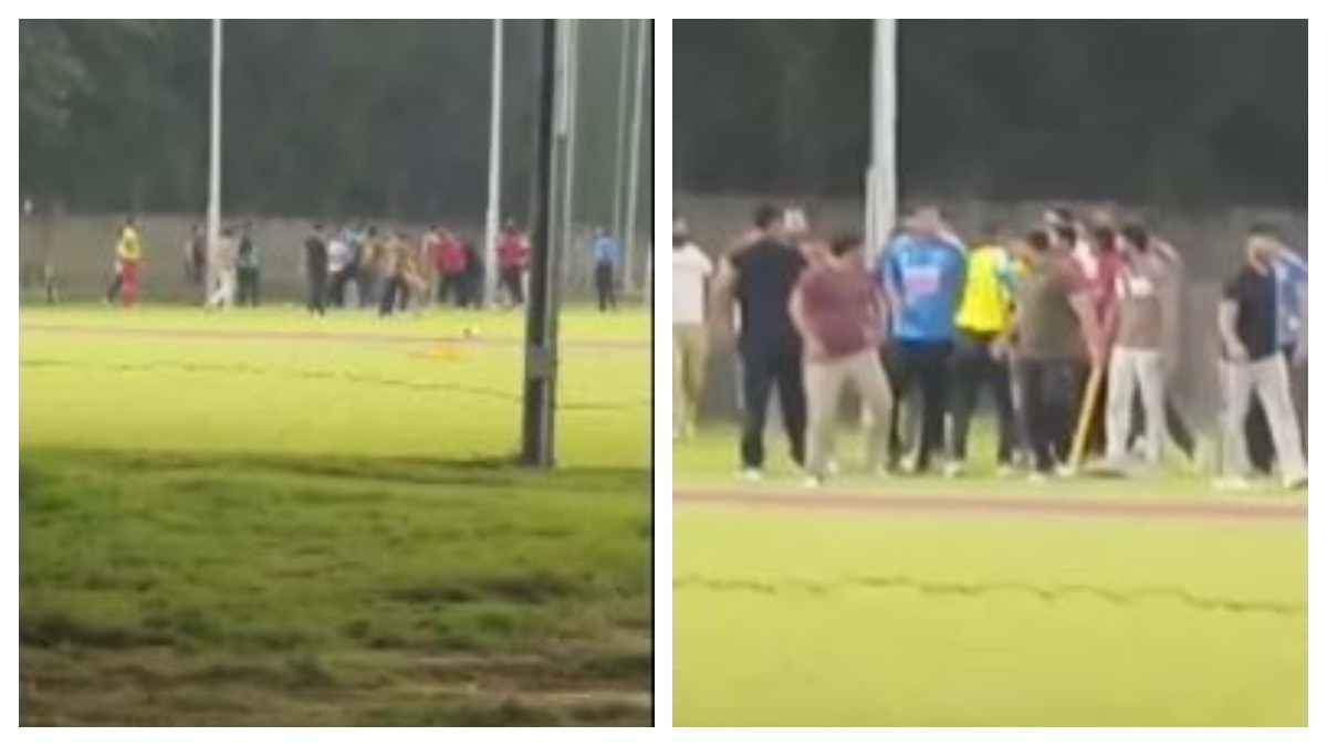 क्रिकेट के मैदान पर चले लात-घूसे (Photo: Screengrab)