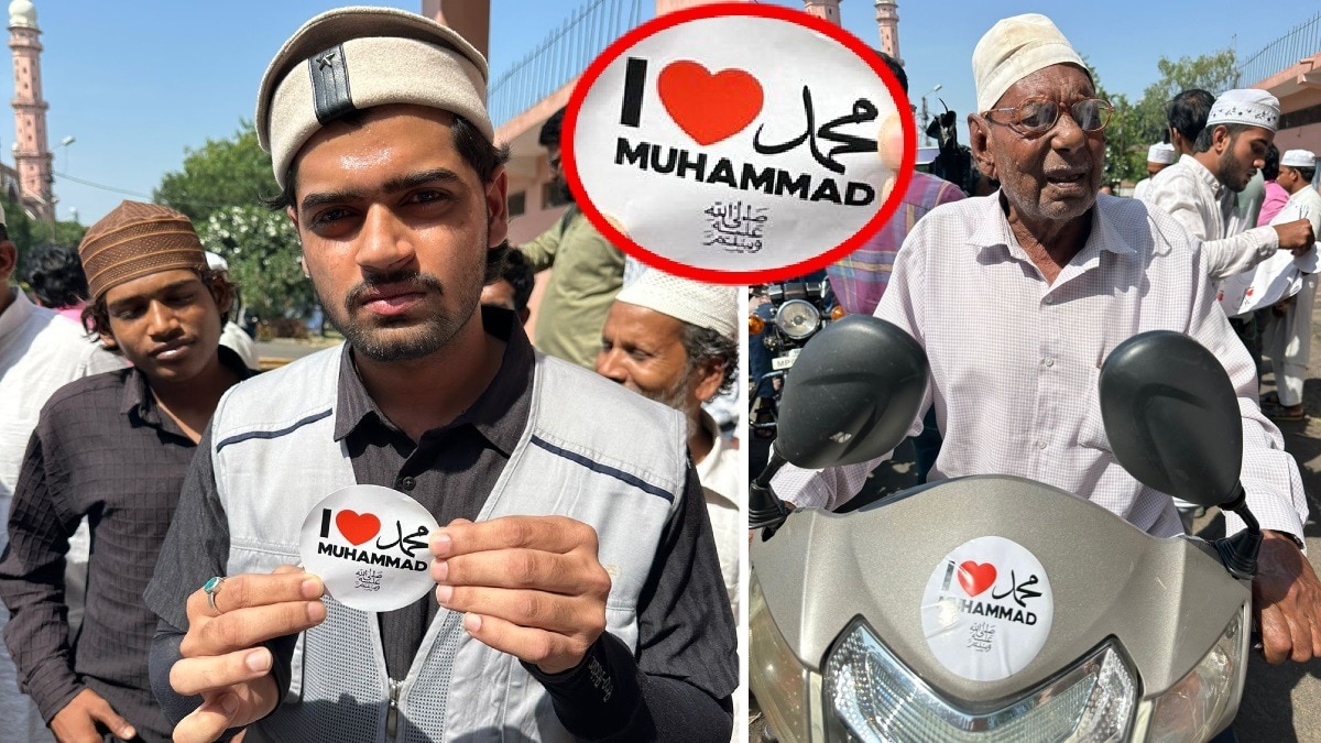 भोपाल में वाहनों पर चिपकाए गए I Love Mohammad के स्टिकर.(Photo:ITG)
