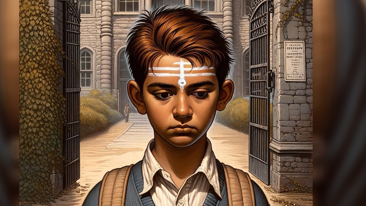 छात्र का तिलक मिटाने पर स्कूल के बाहर प्रदर्शन.(Photo:AI generated)