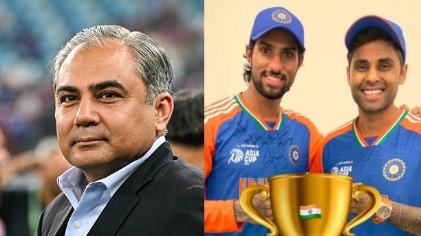 भारतीय टीम ने मोहसिन नकवी के हाथों ट्रॉफी लेने से इनकार कर दिया था. (Photo: Getty Images, X/@surya_14kumar)