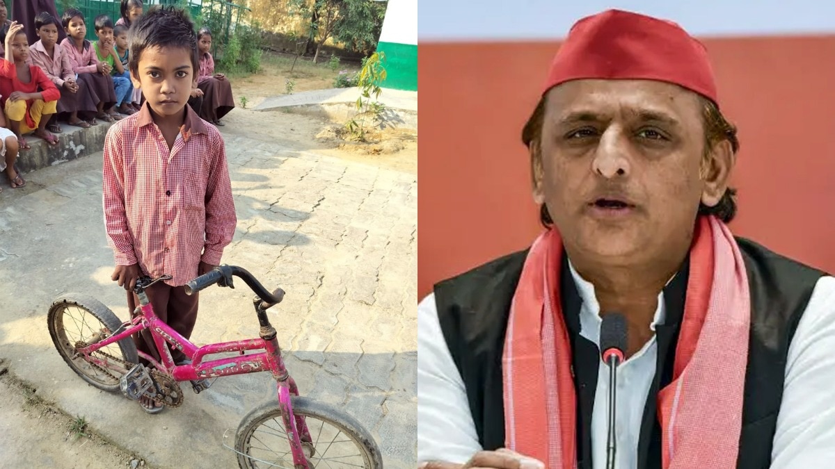 अखिलेश यादव ने बच्चे के पास टूटी साइकिल देख नई साइकिल भेजी (Photo:ITG)