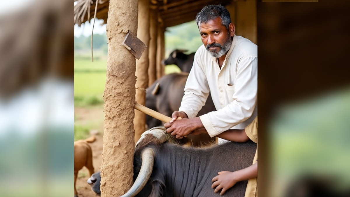 कुल्हाड़ी से 12 भैंसों के थन काटे. (Photo: AI-generated)