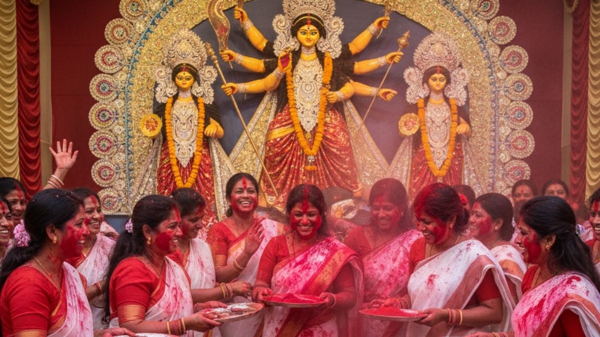 Durga Puja 2025: दुर्गा पूजा पर क्यों निभाई जाती है सिंदूर खेला की रस्म? जानें सदियों पुराने इस रिवाज का महत्व – sindur khela 2025 date history rituals & significance of durga puja tradition tvisz