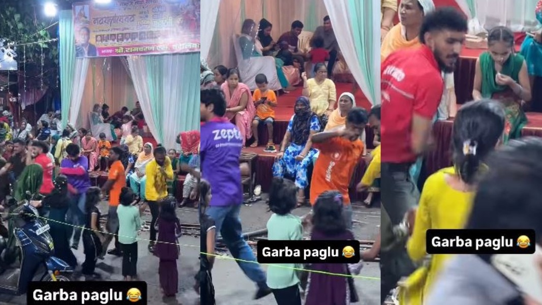 एक वायरल वीडियो में स्विगी, जोमैटो, ब्लिंकिट और जेप्टो डिलीवरी एजेंट नवरात्रि के दौरान एक साथ गरबा करते हुए दिखाई दे रहे हैं. (Photo: Instagram/@vks_lohat)