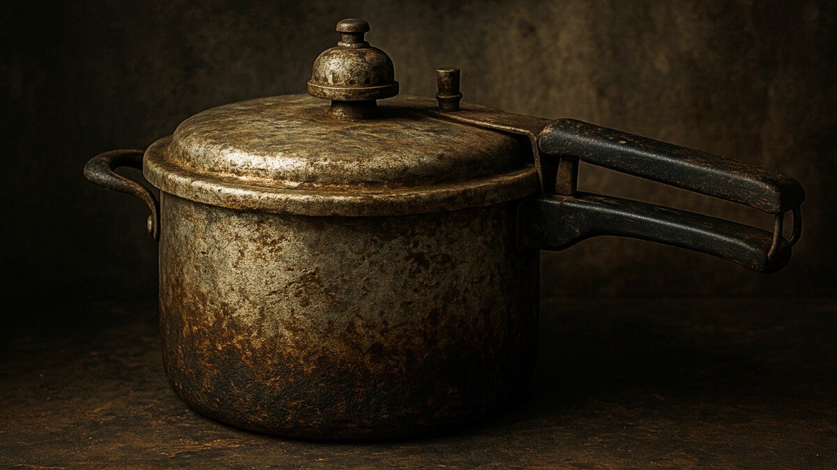पुराना प्रेशर कुकर और एल्युमिनियम/पीतल के बर्तन खाने में छोड़ सकते हैं सीसा. (Photo: AI generated)