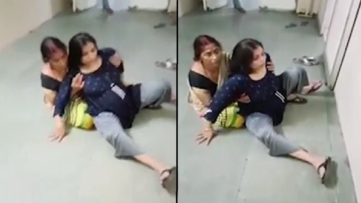 woman in labour pain