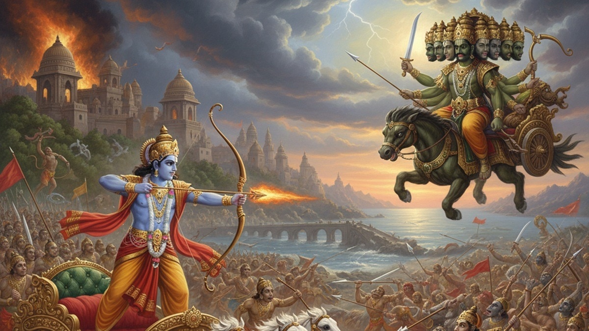 नाभि कुंड में अमृत होने की वजह से अमर था रावण. (Photo: AI Generated)