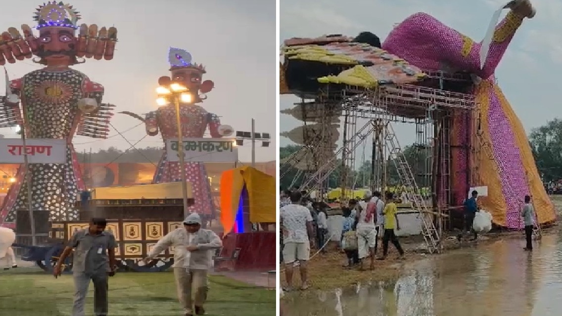रावण दहन में इंद्रदेव की बाधा! दिल्ली-NCR समेत कई शहरों में बारिश, भीगकर गिर गए पुतले
