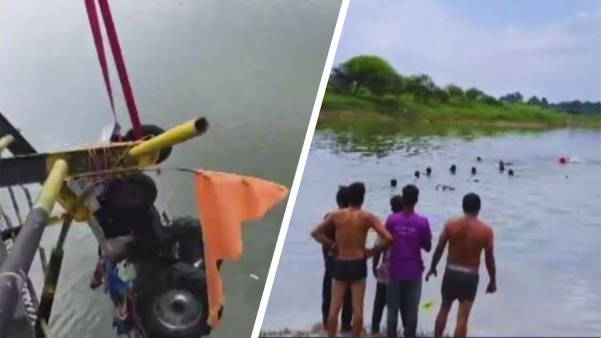 प्रतिमा विसर्जन के दौरान हुआ हादसा (Photo: Screengrab)