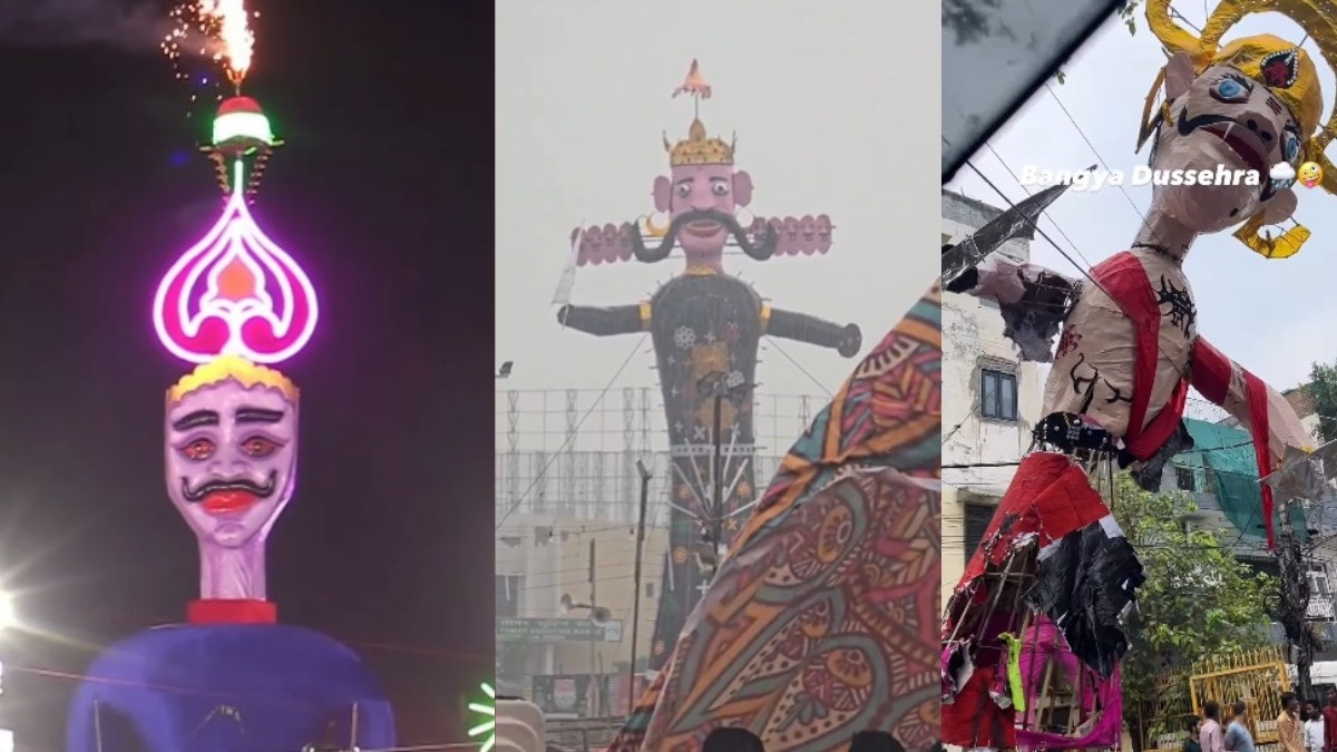 बारिश में भीगे रावण को देखकर लोग कह रहे हैं कि इस साल तो रावण का विसर्जन हो गया. (Photo: Instagram\@moreof_mannat)