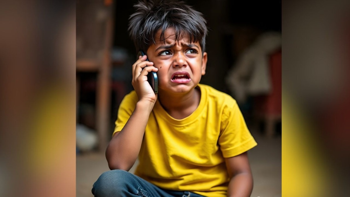 बच्चे ने पिटाई होने पर पुलिस को लगाया फोन  (Photo: AI-generated)