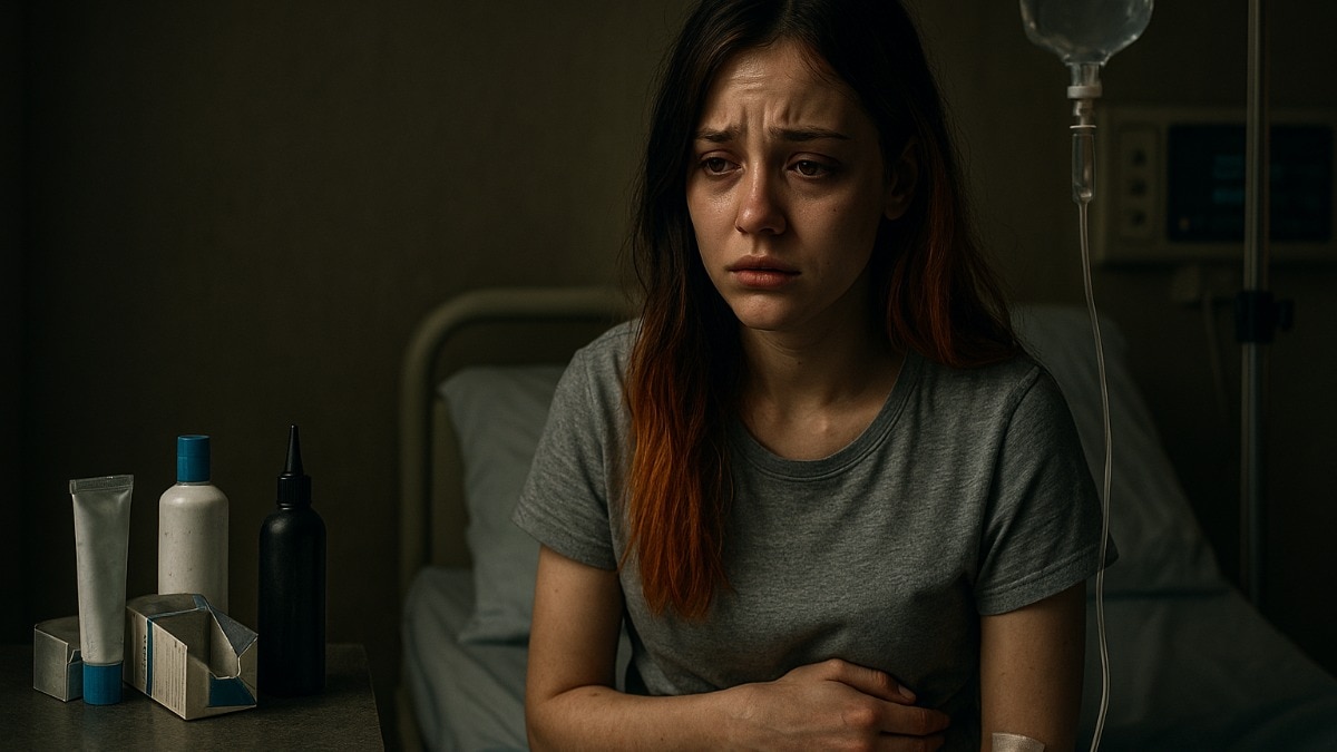 बाल में कलर कराने से लड़को को गंभीर समस्या हो गई (Photo: AI Generated)