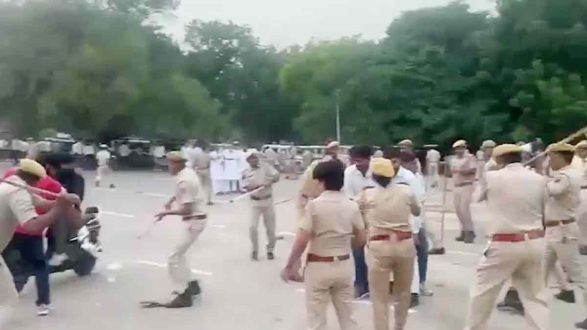  Lathi-Charge on Congress Workers, Stone-Pelting Erupts