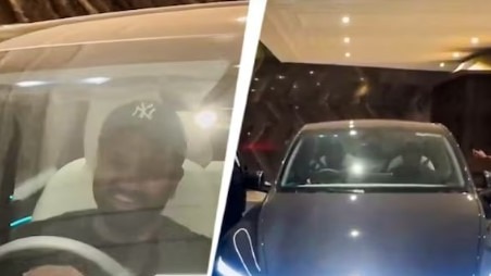 मुंबई में रोहित शर्मा अपनी नई टेस्ला के साथ (Screengrabs from X)