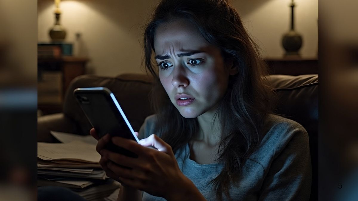 फोन में अपनी मौत की तारीख देख डर गई महिला (Photo - AI Generated)