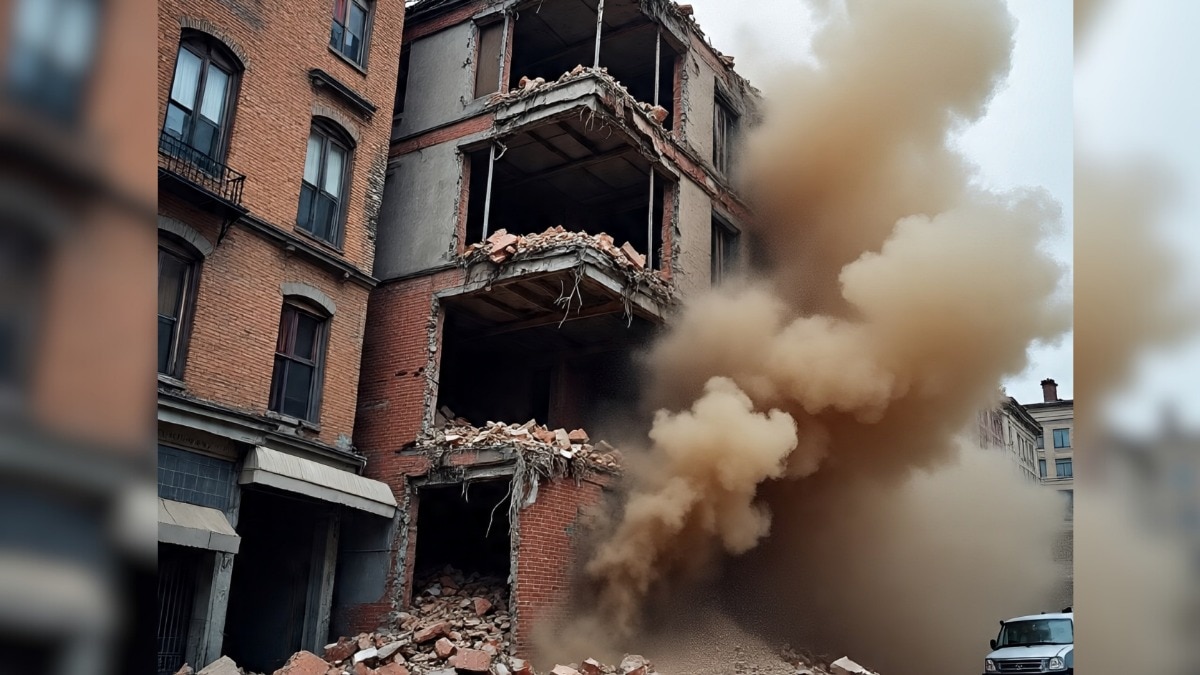 दिल्ली में गिरी तीन मंजिला इमारत का हिस्सा, हादसे में महिला की मौत, 5 साल की बेटी घायल