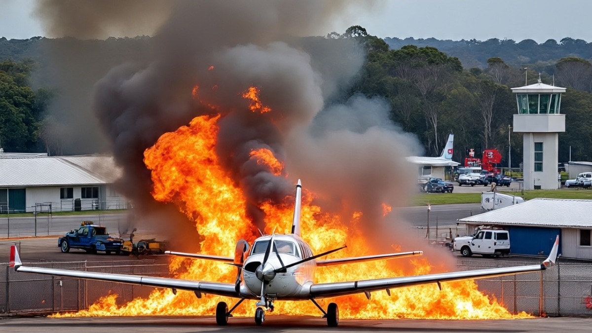 एक छोटे विमान की दुर्घटना में तीन लोगों की मौत हो गई है (Photo: AI-generated)