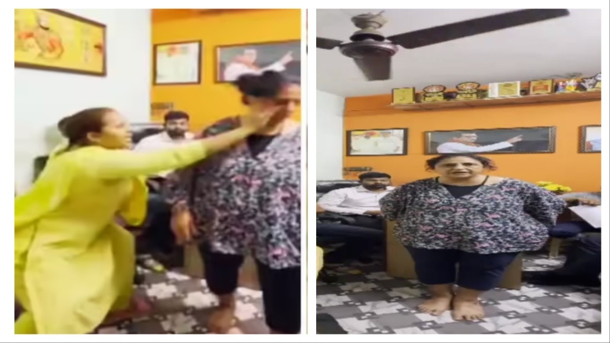 महिला, दूसरी महिला को थप्पड़ मारती दिख रही है. (Photo: Screengrab)