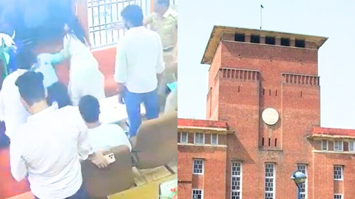 दिल्ली विश्वविद्यालय में हंगामा, ABVP की दीपिका झा ने प्रोफेसर को जड़ा थप्पड़, वीडियो वायरल – DUSU joint secretary deepika jha slaps ambedkar college principal video delhi university pvpw