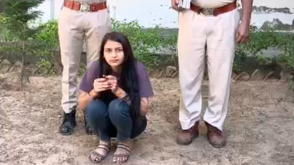 गुरुग्राम से पकड़ी गई लुटरी दुल्हन काजल. (Photo: Screengrab)