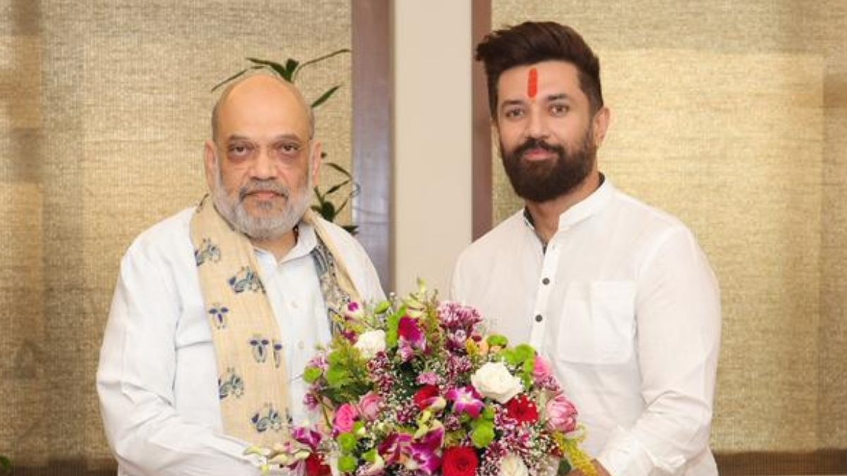 चिराग पासवान ने पटना में अमित शाह से मुलाकात की है. (Photo- Screengrab)