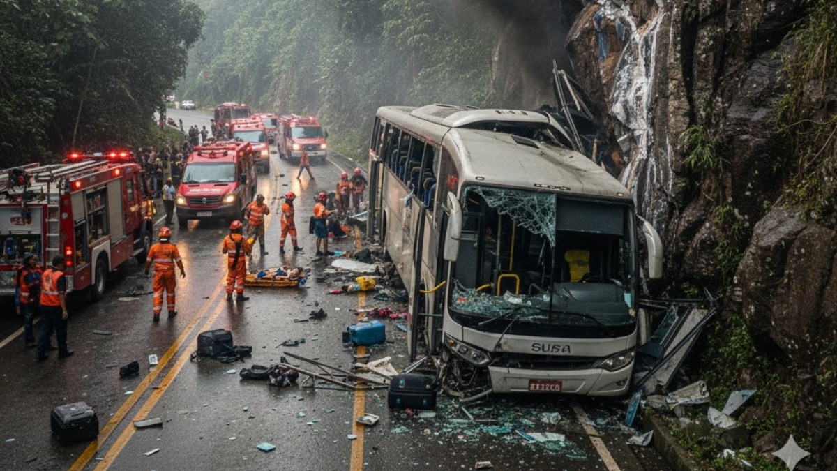 ब्राजील में दर्दनाक सड़क हादसा… चट्टान से टकराई बस, 15 लोगों की मौत – brazil bus accident rock collision dead ntc