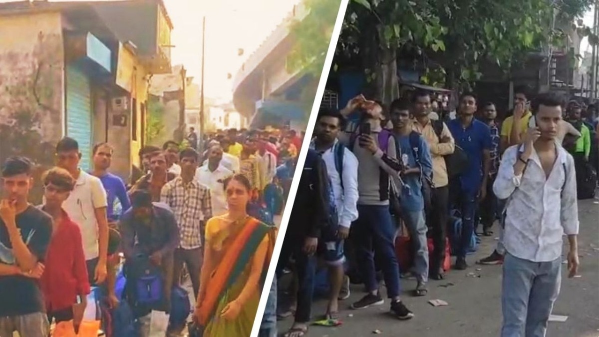 सूरत रेलवे स्टेशन पर भारी भीड़ (Photo: Screengrab)