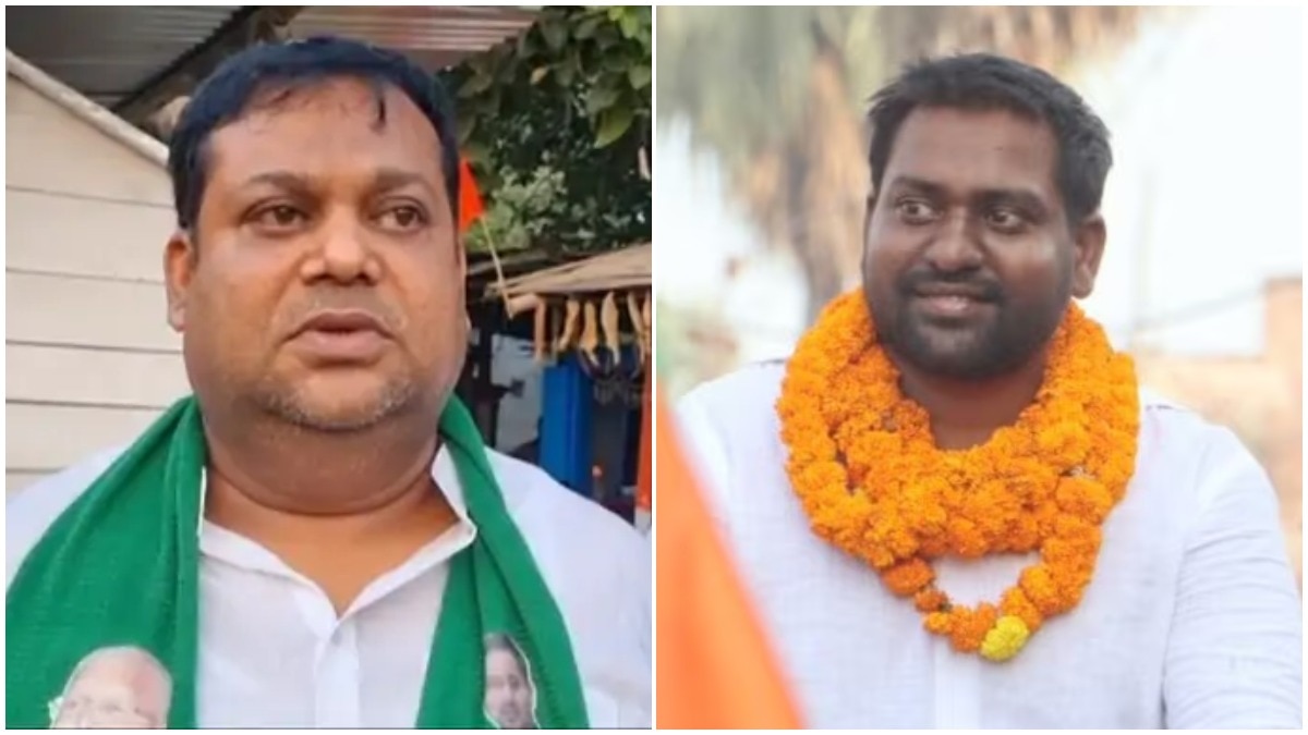 Santosh Sahni (R), the VIP candidate from Gaurabauram seat in Darbhanga, said he would approach the High Court against RJD candidate Afzal Ali Khan (L)