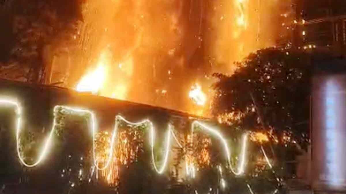 पांच मंजिला इमारत में लगी भीषण आग (Photo: Screengrab)