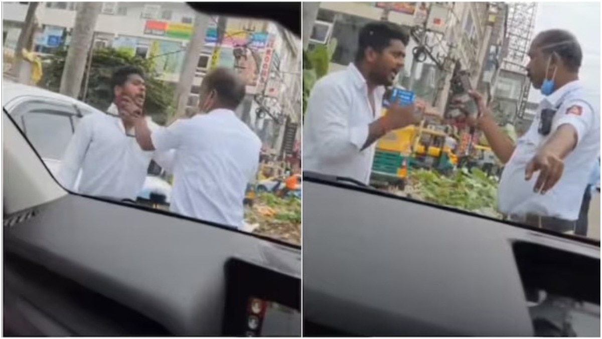 सिर्फ 5 मिनट की पार्किंग पर शुरू हुई बहस, ट्रैफिक पुलिसकर्मी ने ड्राइवर को मारा थप्पड़, वीडियो वायरल