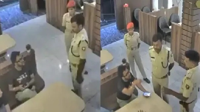 रेस्टोरेंट में थानाध्यक्ष की दादागिरी का वीडियो वायरल. (Photo: Screengrab)