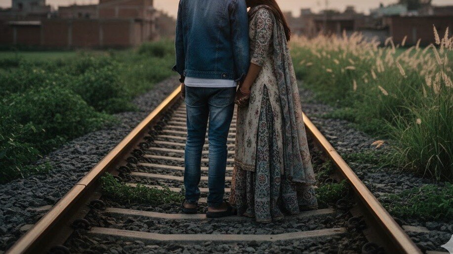 ट्रेन के आगे कूदकर प्रेमी जोड़े ने दी जान (Photo- AI Generated)