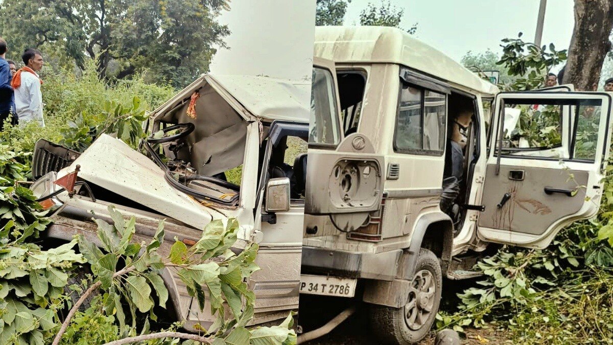 बांदा में हादसे का शिकार हुई बोलेरो (Photo- ITG)