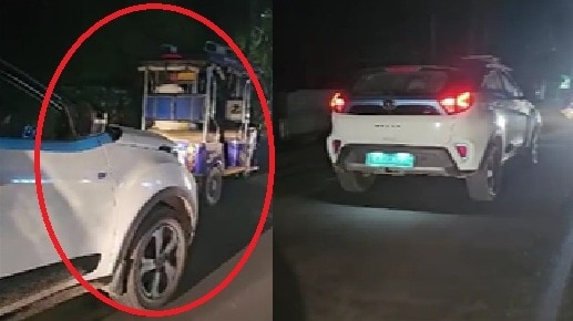 बीच रास्ते में ईवी कार के बंद होने से लग गया था जाम. (Photo: Screengrab)