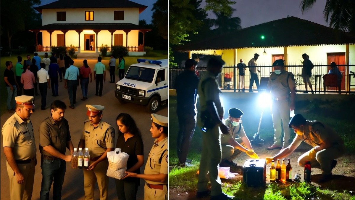 फार्महाउस में चल रही रेव पार्टी पर पुलिस का बड़ा एक्शन (Photo: AI-generated)