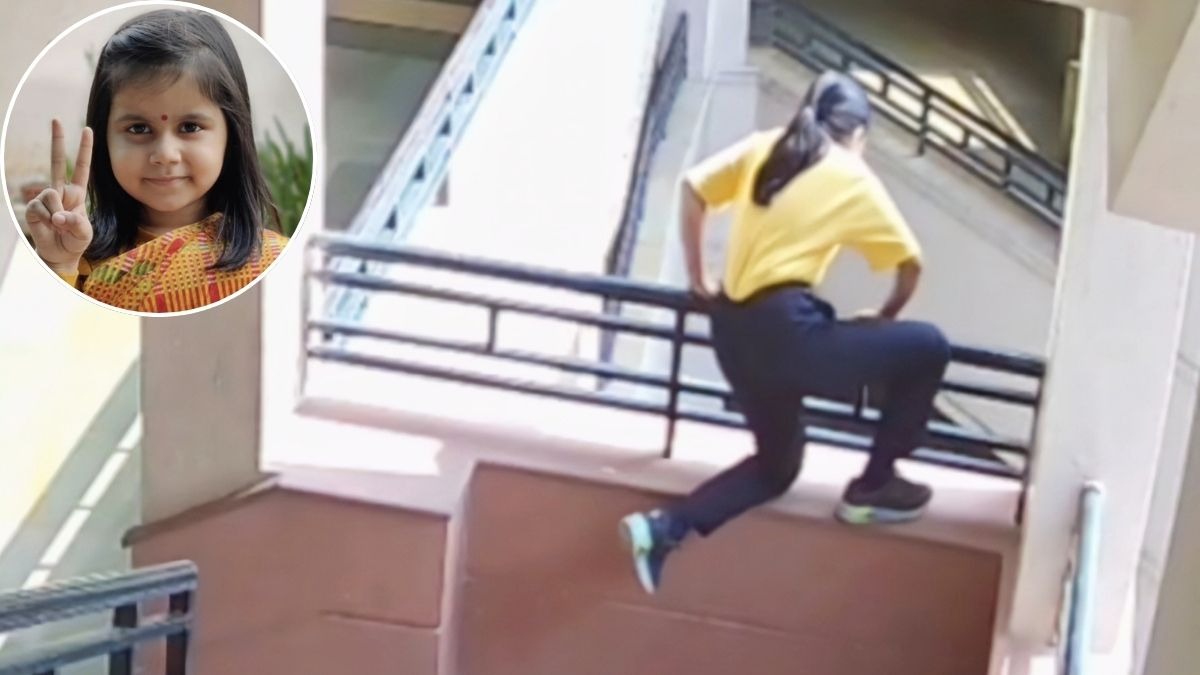रेलिंग पर चढ़ी, बैलेंस बिगड़ा और फिसल गई... स्कूल की चौथी मंजिल से गिरी बच्ची का CCTV आया सामने