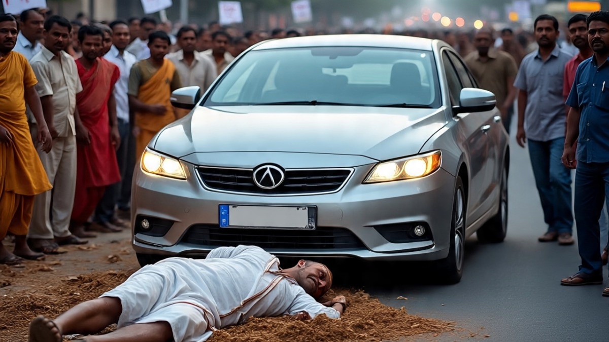 कार से कुचलने से किसान की मौत. (Photo: AI-generated)