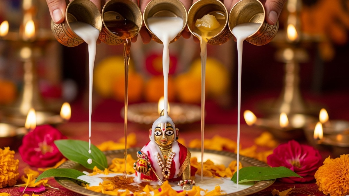 lord krishna panchamrit snan