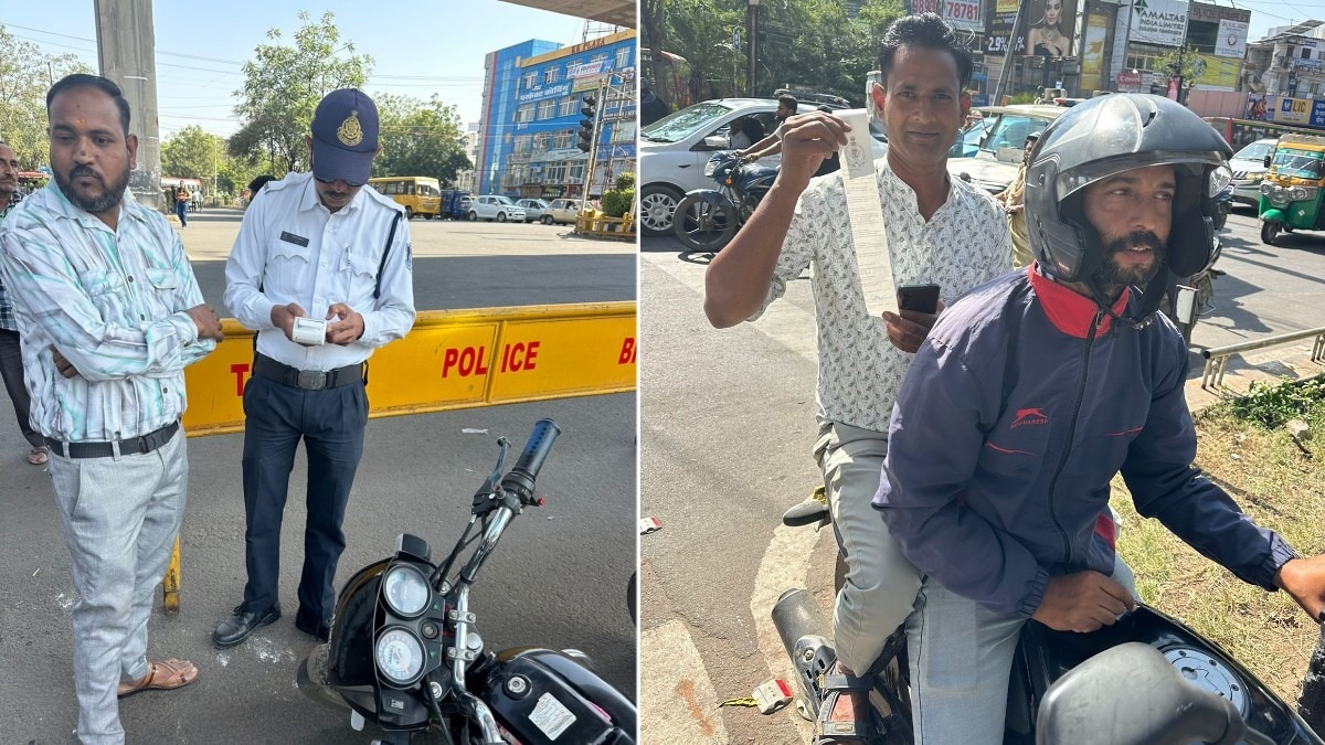 हेलमेट न लगाने वाले वाहन चालकों के कटे चालान.(Photo:ITG)