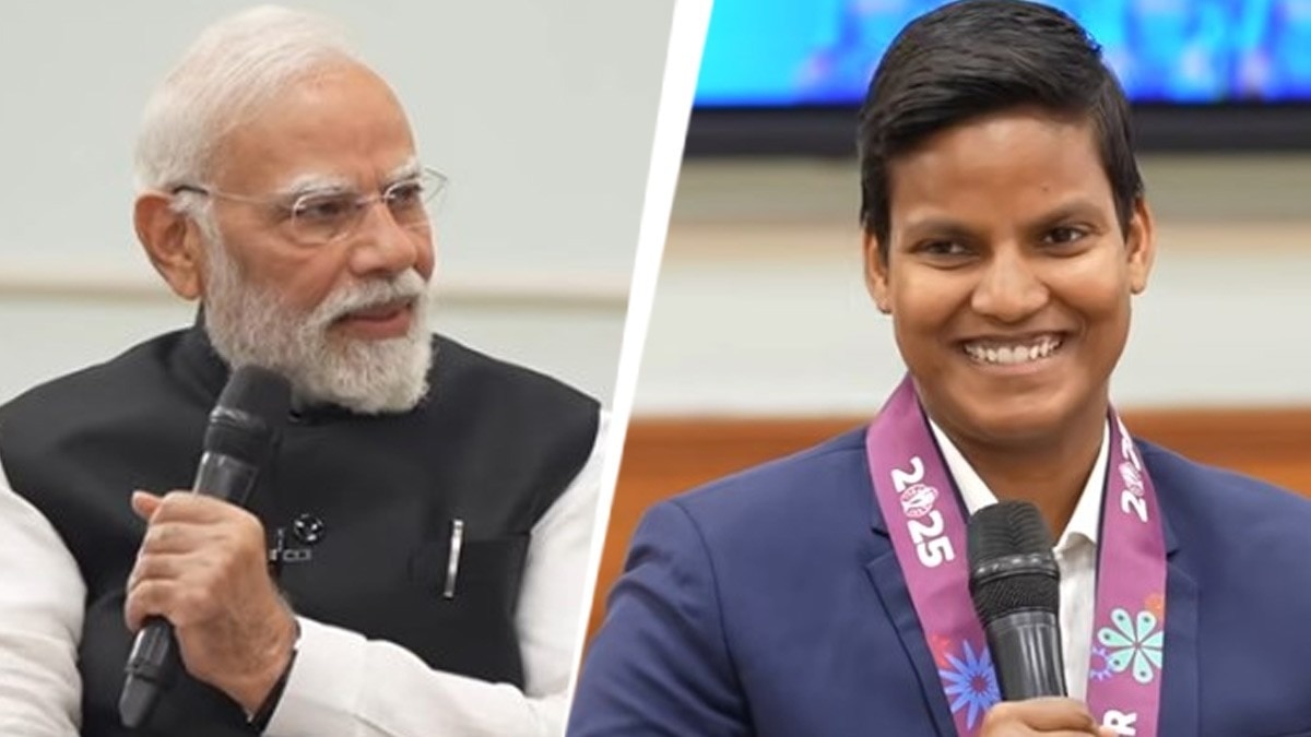 Prime Minister Narendra Modi and Deepti Sharma