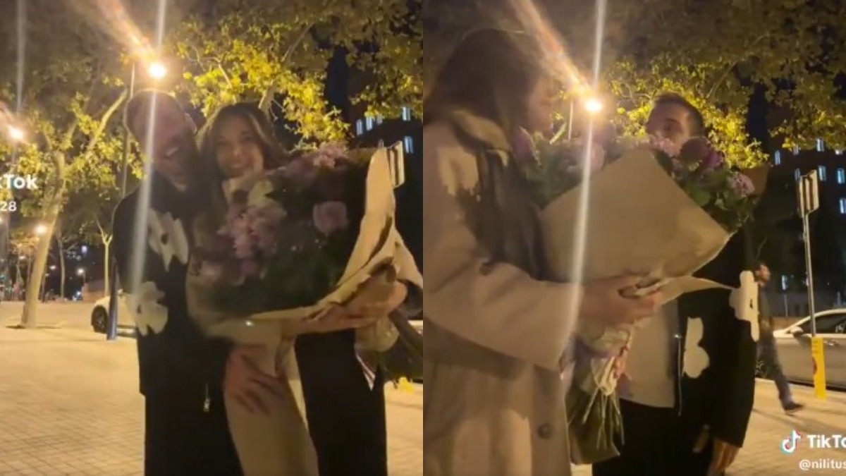 कपल फोटोशूट में पीछे 2 सेकेंड के लिए दिखा ऐसा शख्स, जिससे वायरल हो गया वीडियो!