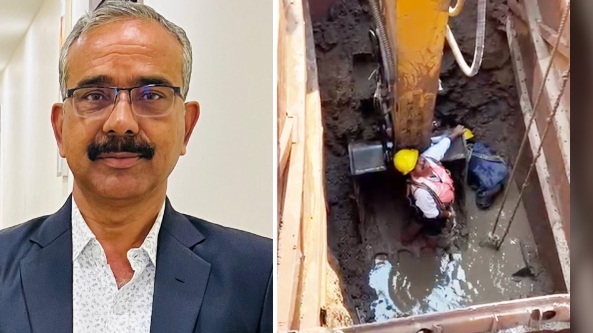 एग्जीक्यूटिव इंजीनियर RK त्रिवेदी 22 फीट गहरे सीवेज गड्ढे में उतरे.(Photo:ITG)