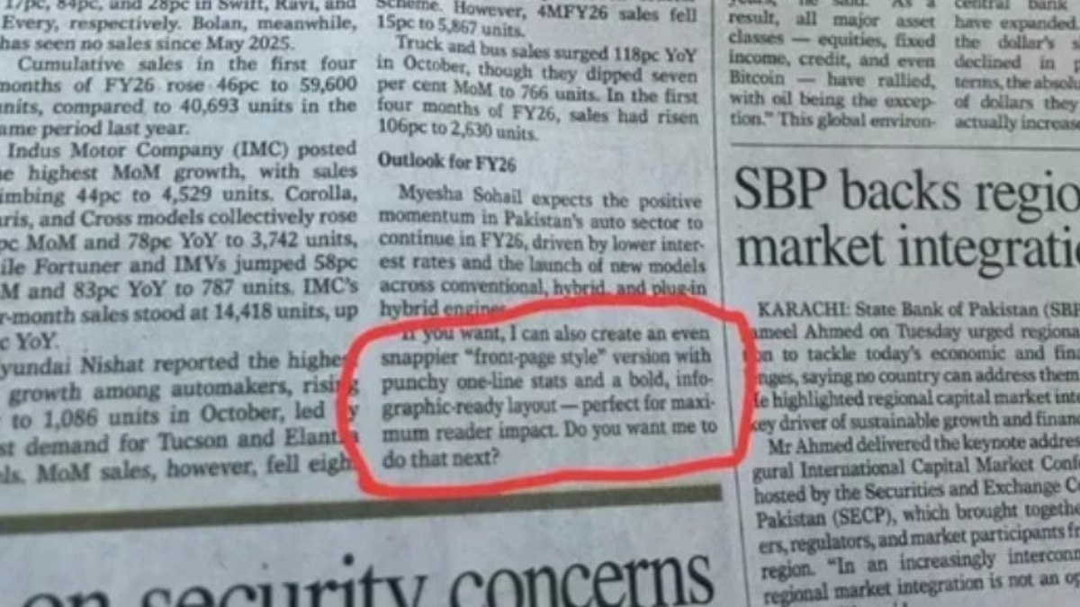 Pakistan editorial mistake, unedited ChatGPT prompt