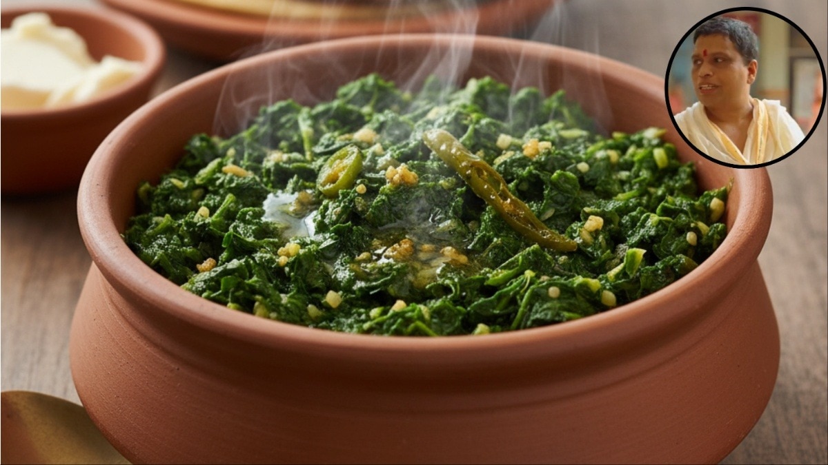 आचार्य बालकृष्ण ने बताए रोजाना बथुआ खाने के फायदे (Photo- Instagram@/Acharya Balkrishna & AI generated)